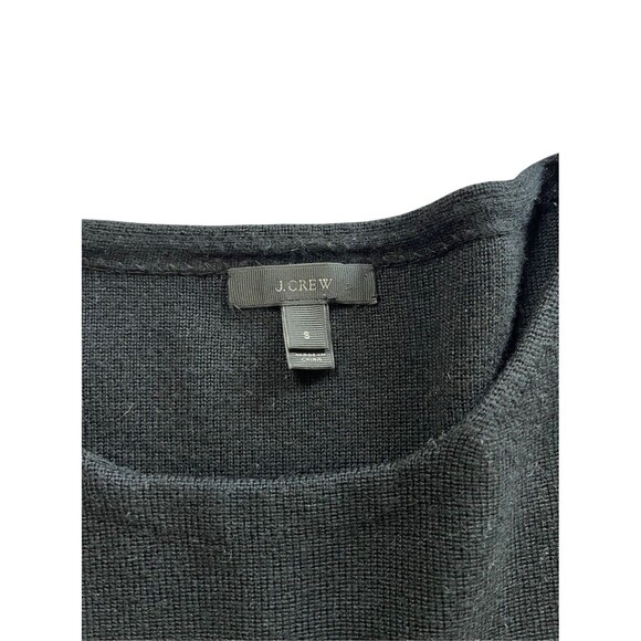 J. Crew Black Merino Wool Pullover Sweater Leather Pockets Women's Size S - Picture 9 of 9